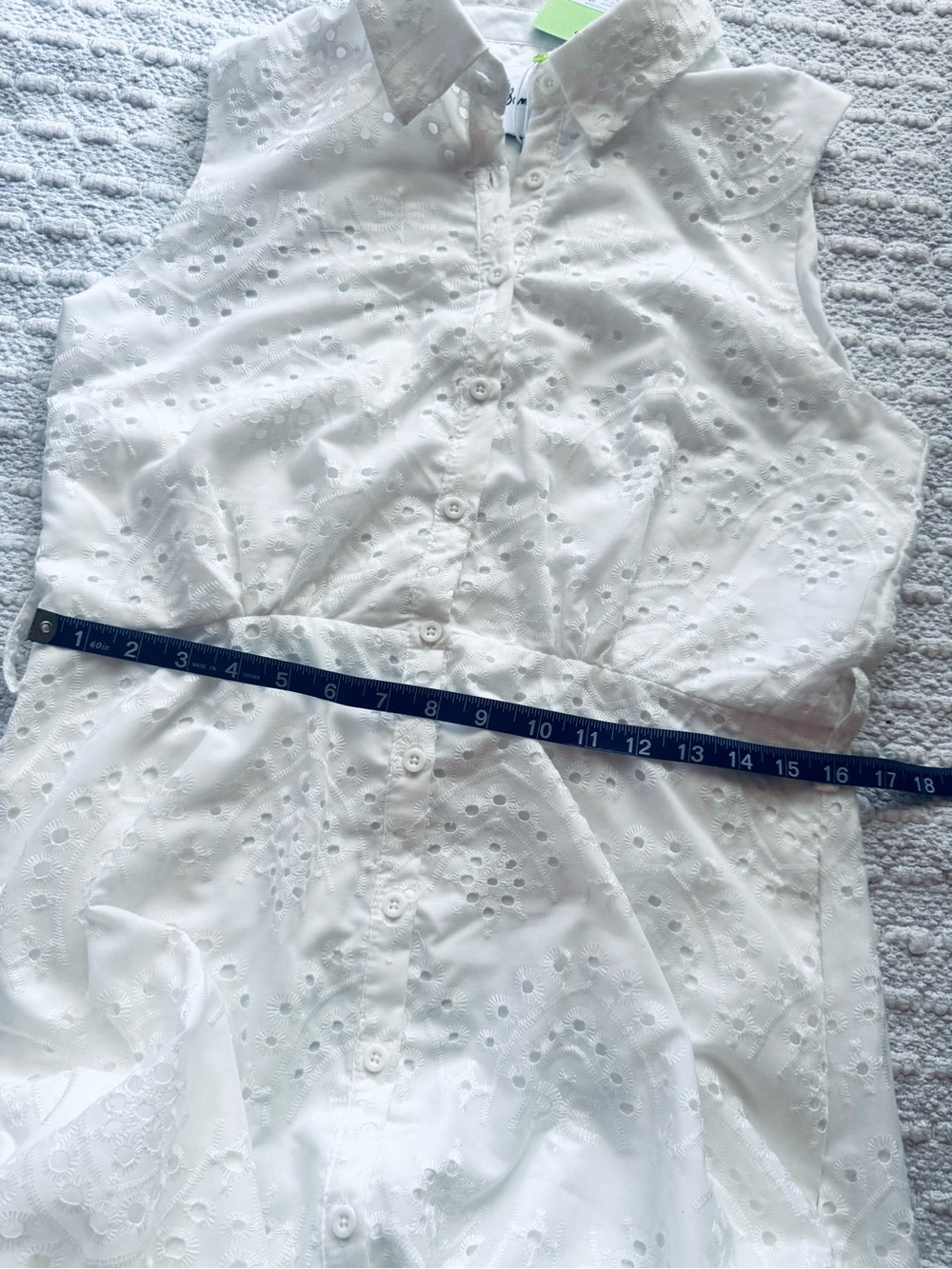 NWT Sam Edelman White Eyelet Collared Sleeveless Button Down Midi-Maxi Dress - Picture 8 of 8